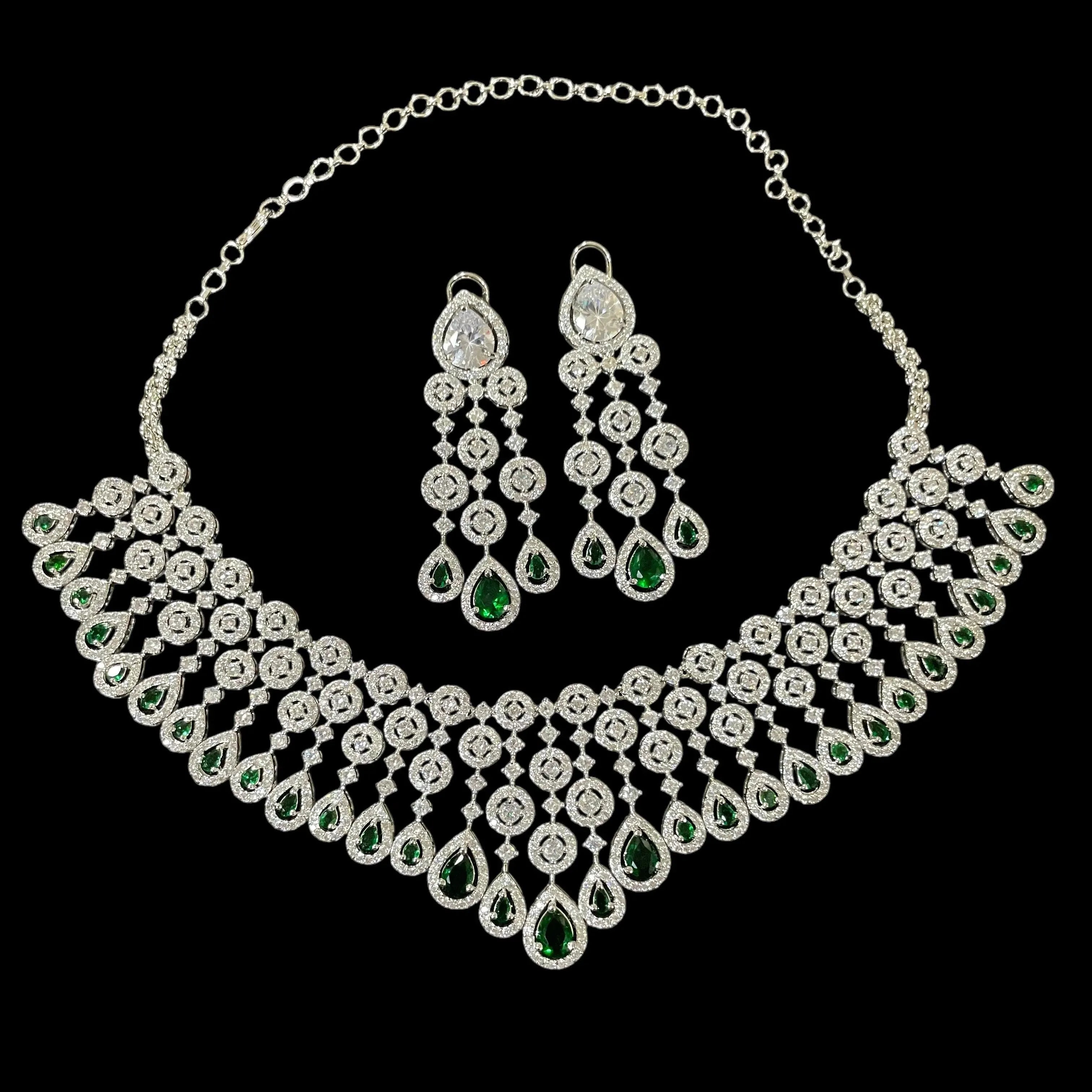 Green Anita CZ Necklace Set