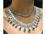 Green Aster Two Layer CZ Diamond Necklace