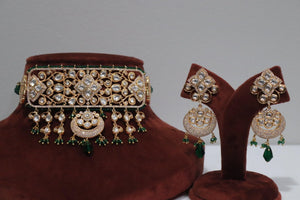 Green Fine Kundan Choker / Indian Choker/ Indian Jewelry/ Pakistani Jewelry/ Bollywood Jewelry/ Blue Choker/ Indian Necklace Set