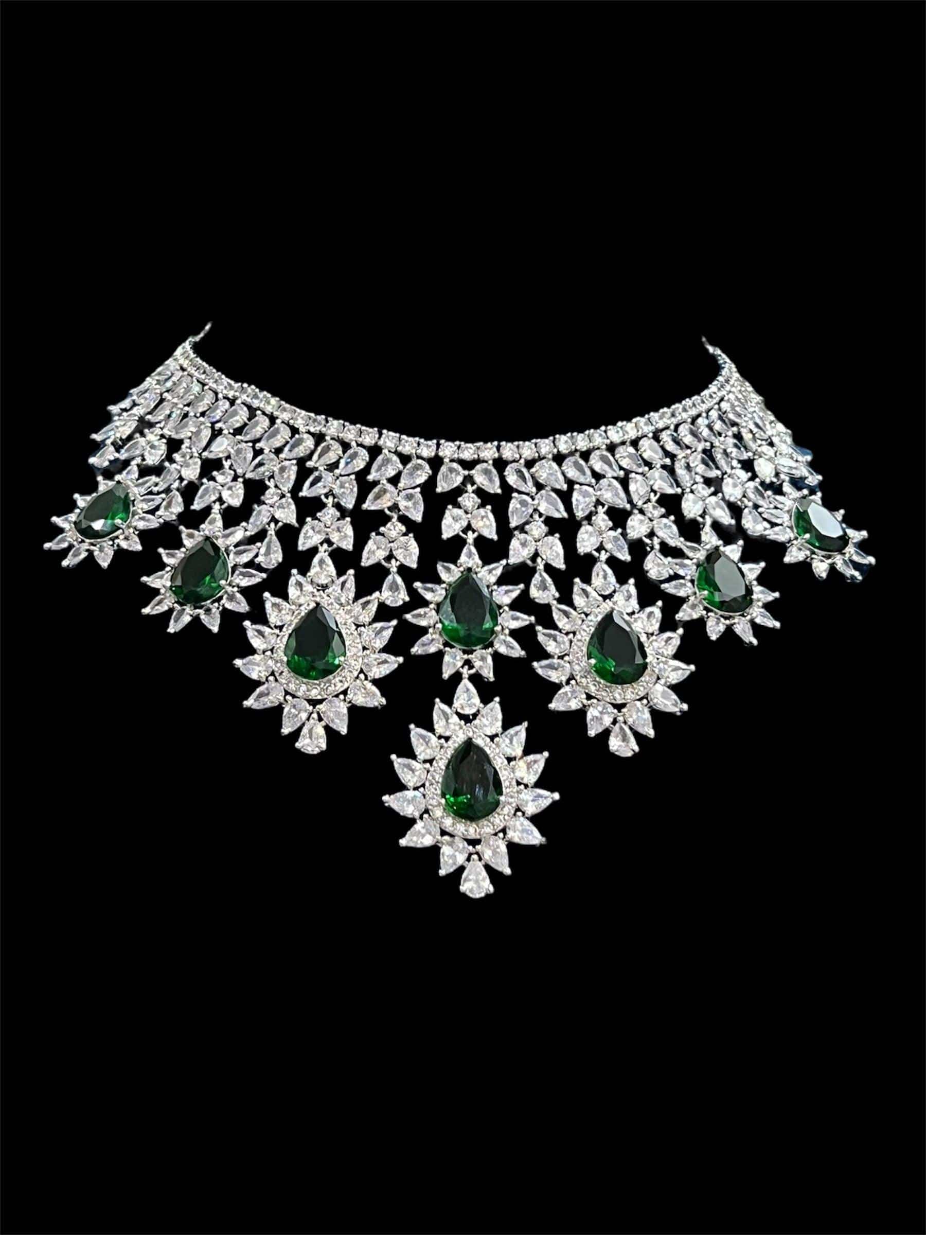 Green Kate Silver Necklace Set 5 piece