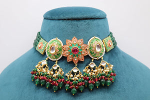 Green Kundan Necklace Set Indian Jewelry Kundan Indian Necklace Indian Choker Indian Wedding Necklace Set Kundan Choker