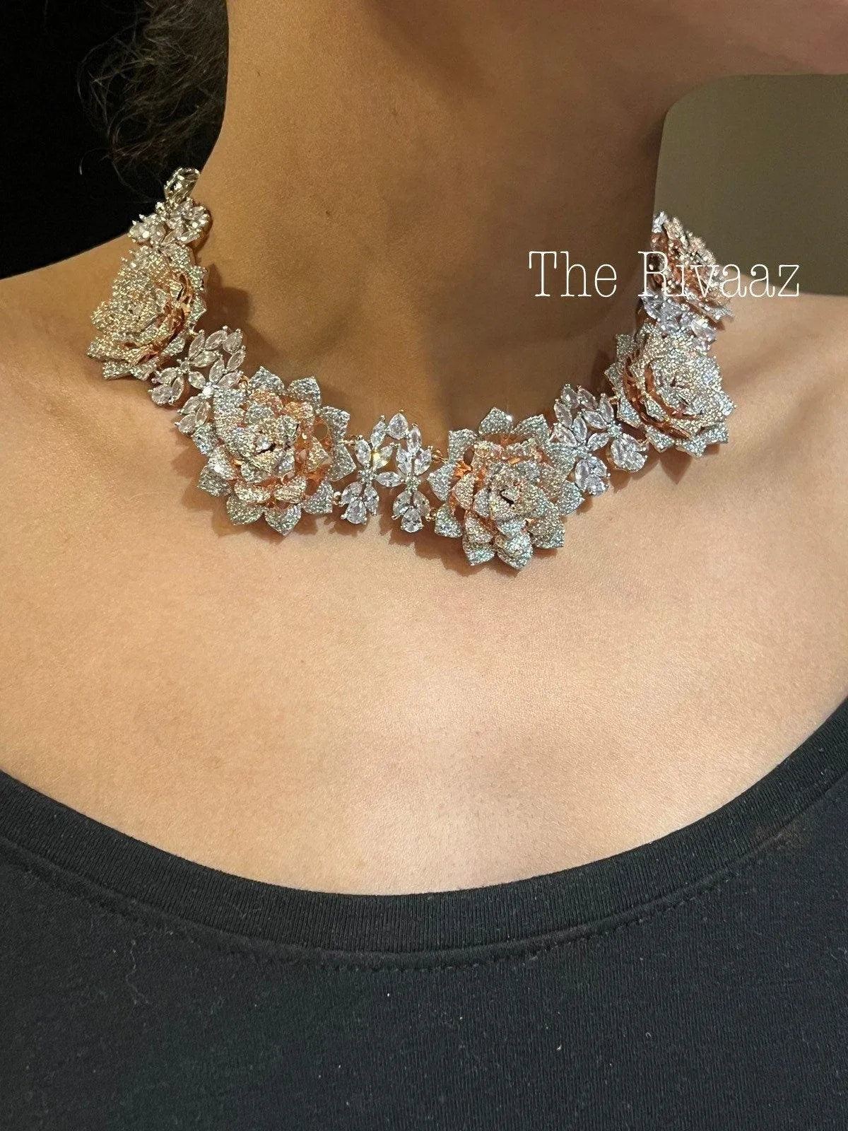 Ira CZ Rose Necklace
