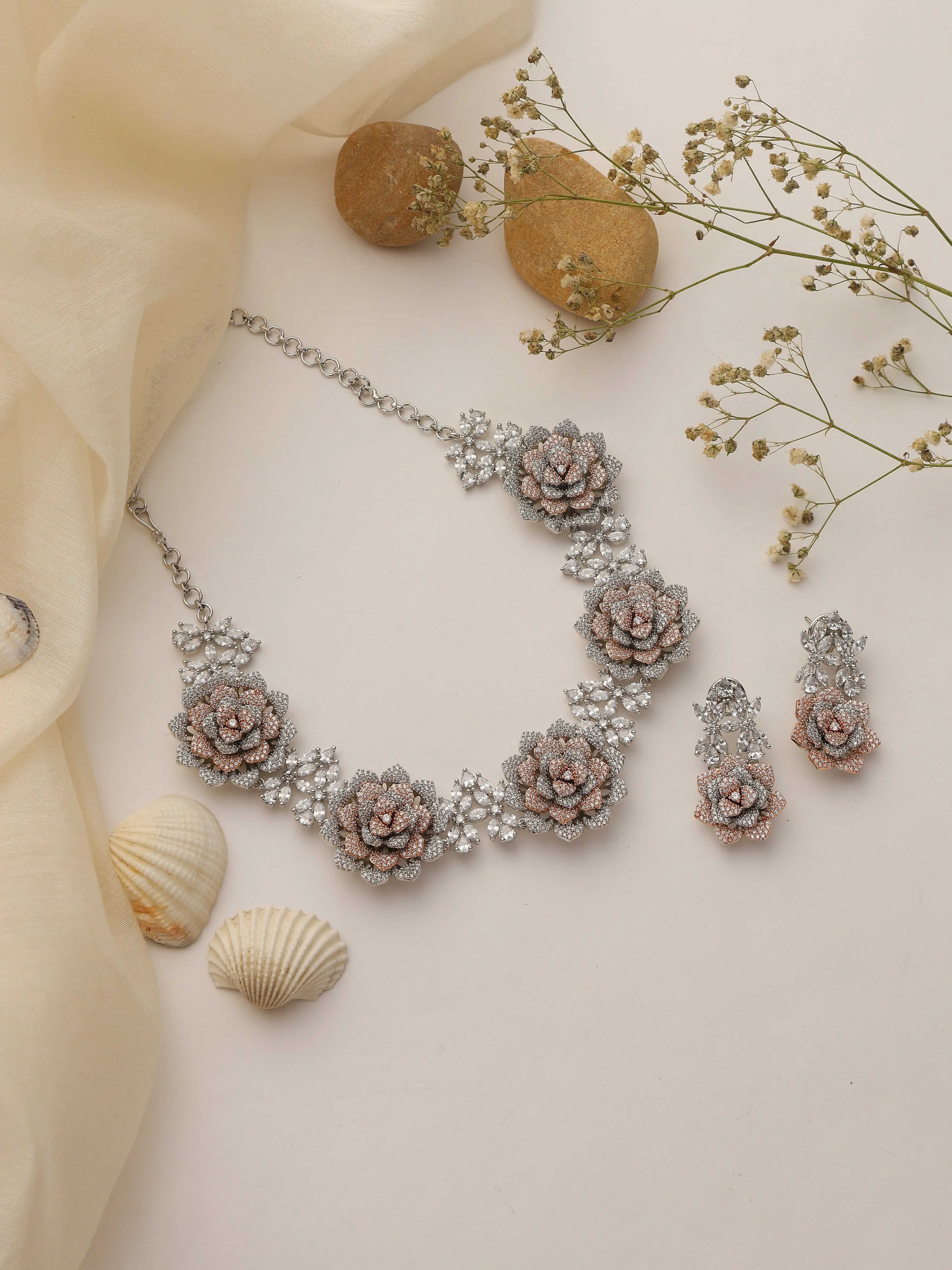 Ira CZ Rose Necklace