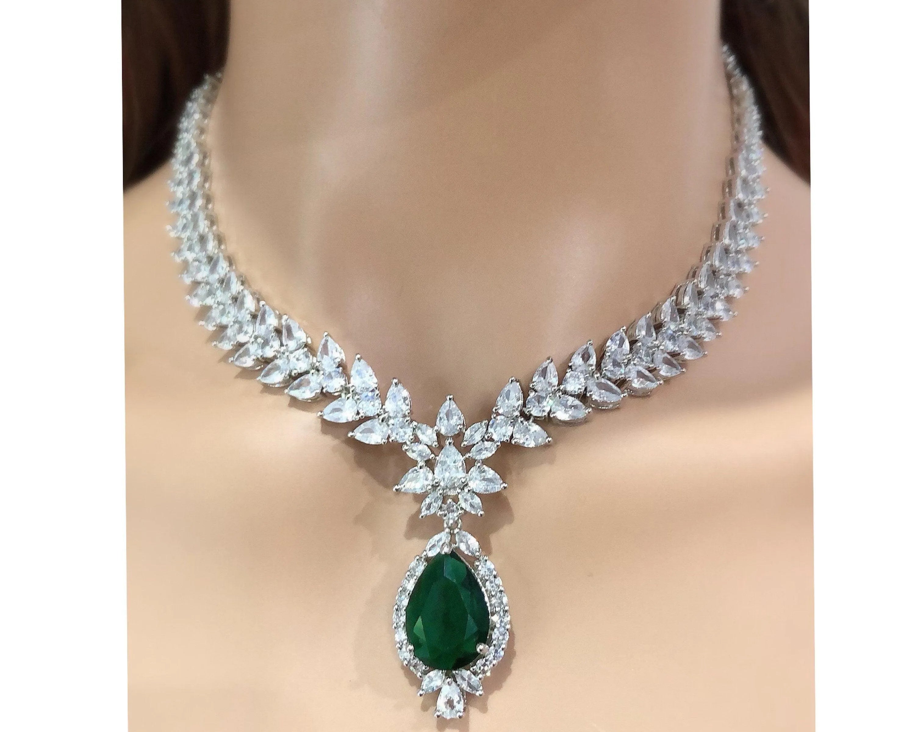 Jan Emerald Cubic Zirconium Necklace