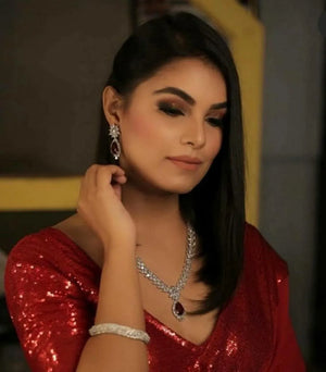 Jan Ruby Cubic Zirconium Necklace