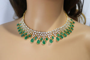 June Gold Emerald CZ Necklace