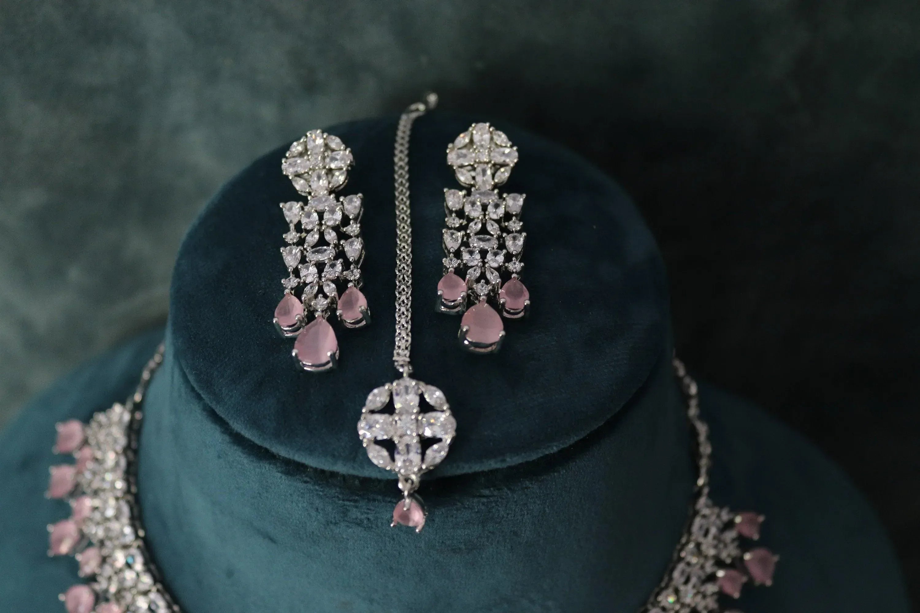 June Pink Silver Diamond Necklace