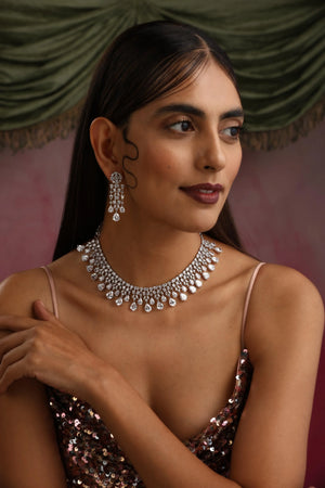 June Silver CZ Diamond Necklace