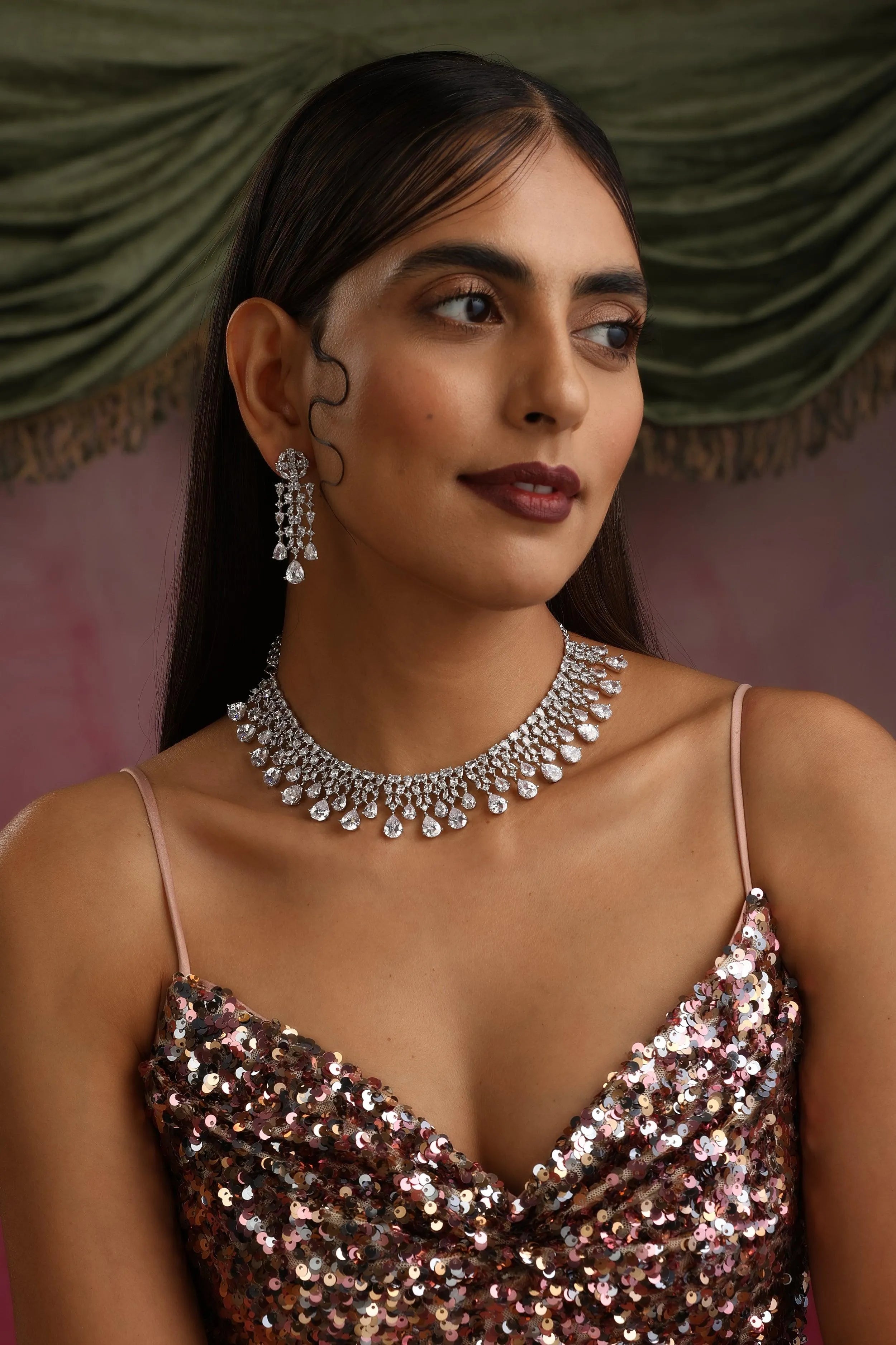 June Silver CZ Diamond Necklace