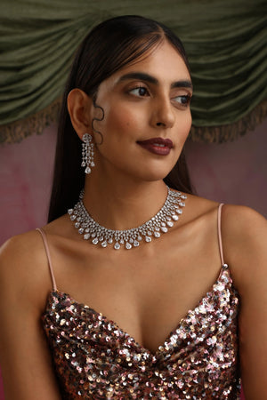 June Silver CZ Diamond Necklace