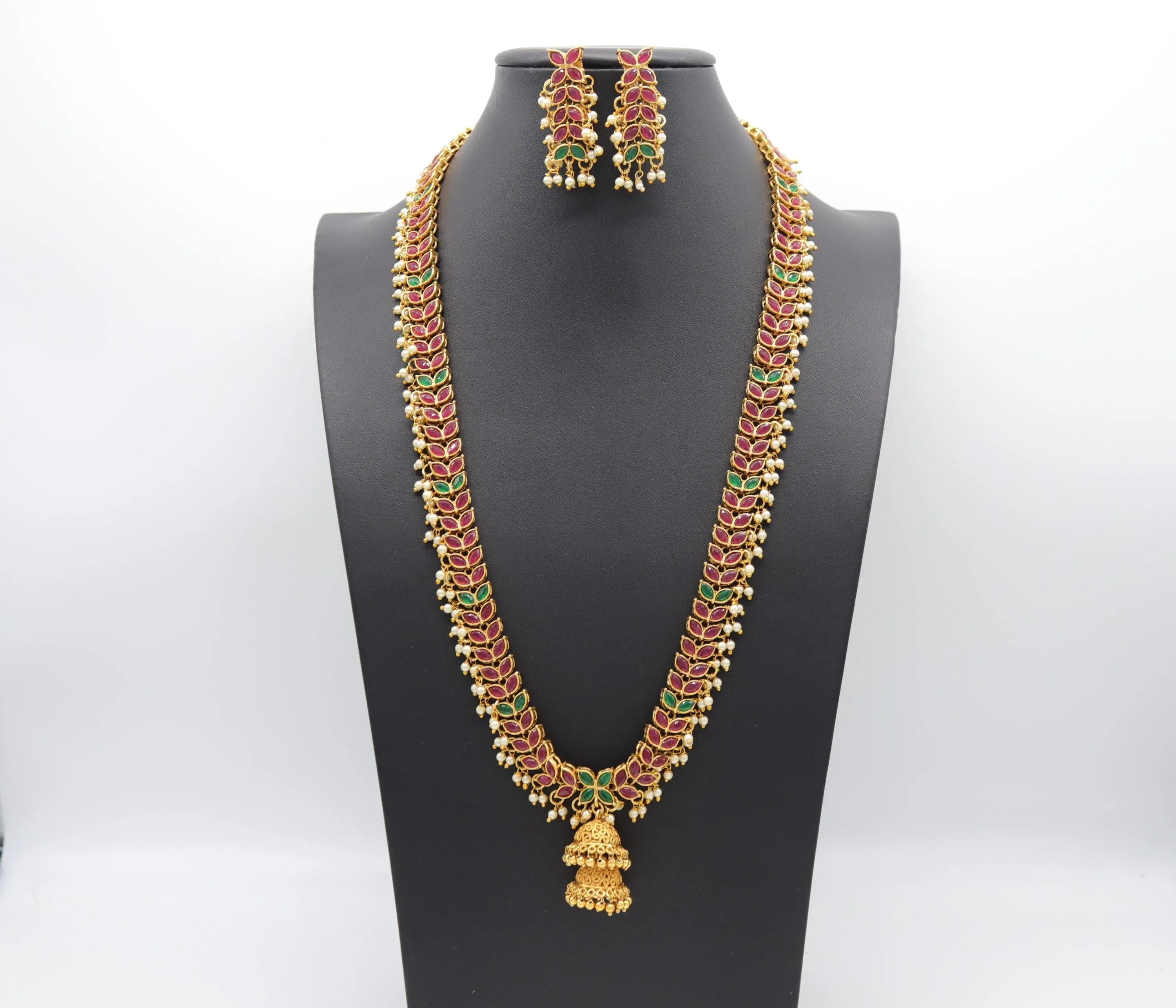 Kemp 24 Inch Ruby Green Mala Necklace