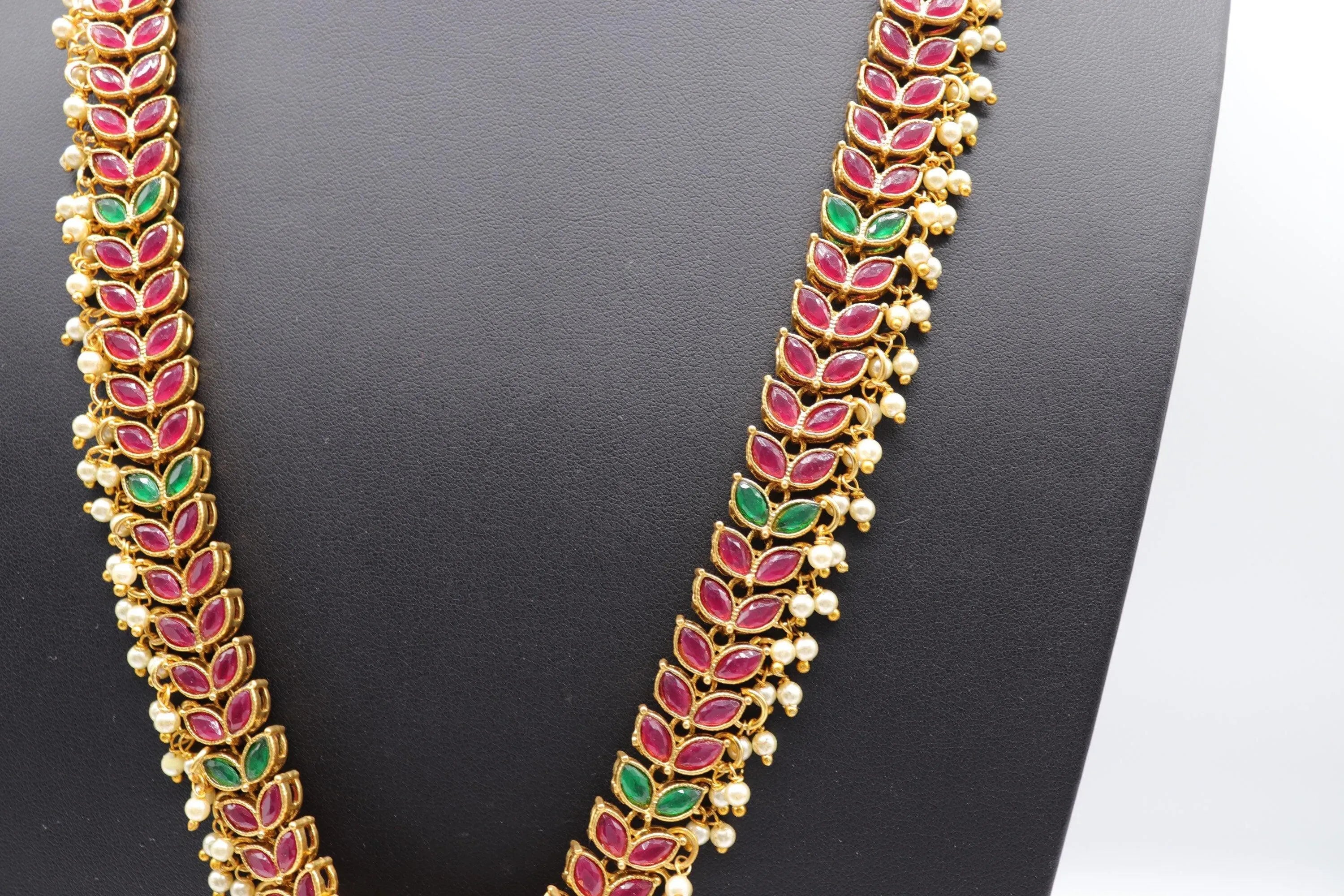 Kemp 24 Inch Ruby Green Mala Necklace