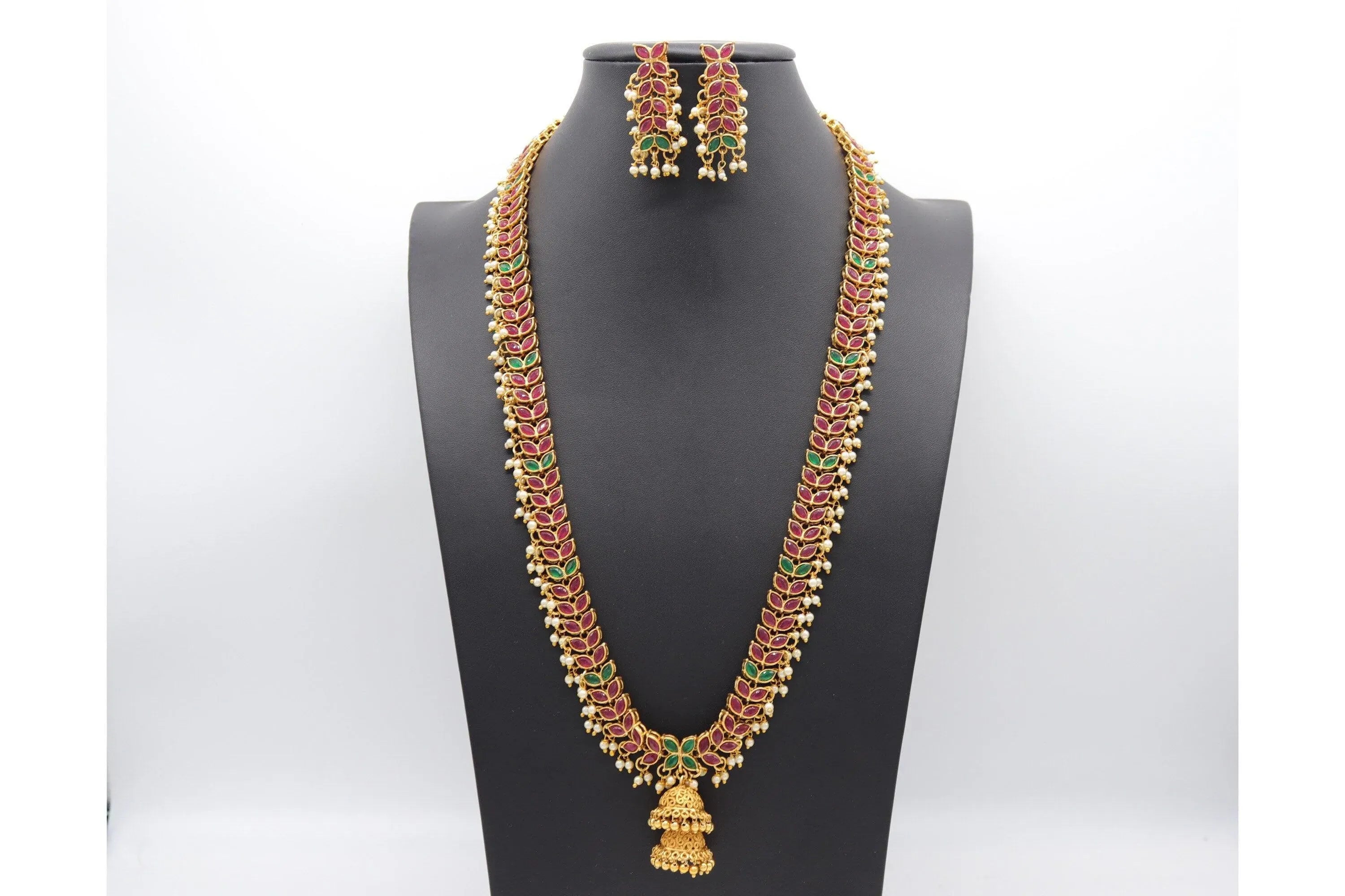 Kemp 24 Inch Ruby Green Mala Necklace