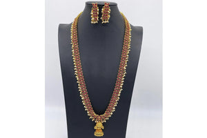 Maroon Long Kemp Necklace Set