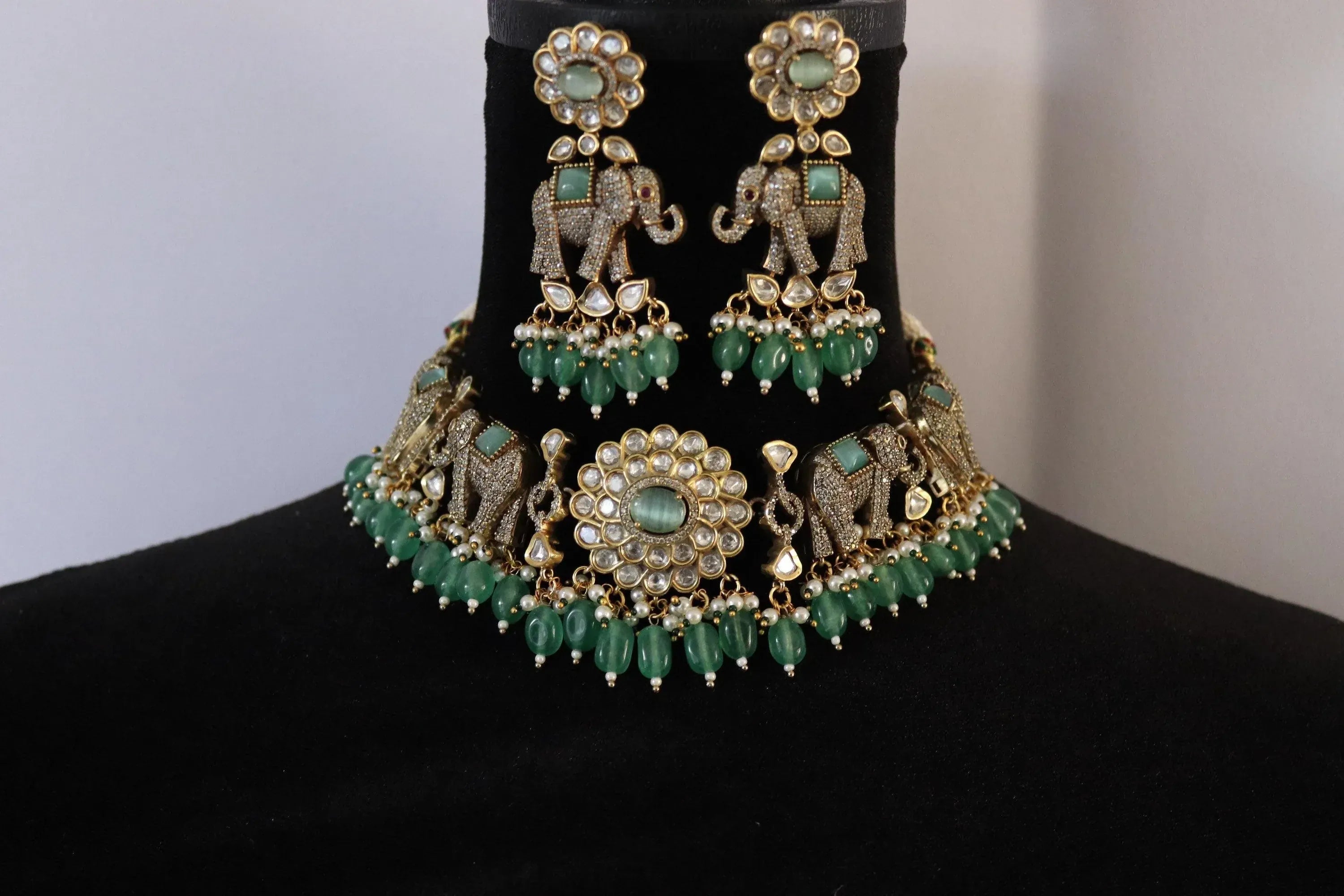Mint Kundan Choker Necklace