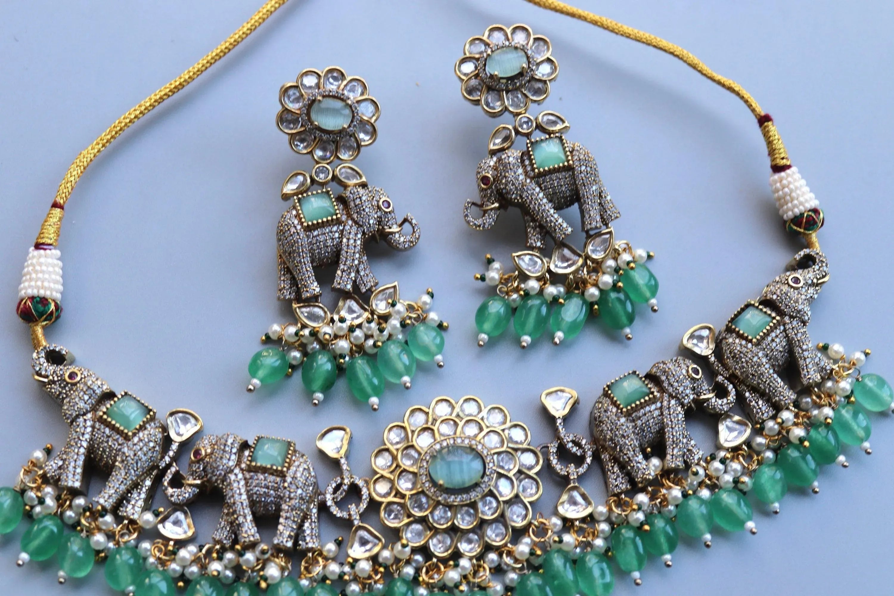 Mint Kundan Choker Necklace
