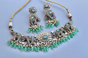 Mint Kundan Choker Necklace