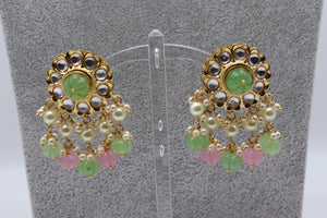 Mint Pink Melon Beads Fine kundan Choker