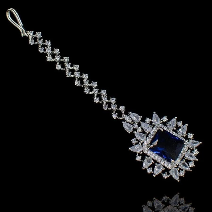 Misha Sapphire Diamond Silver Long Short Necklace