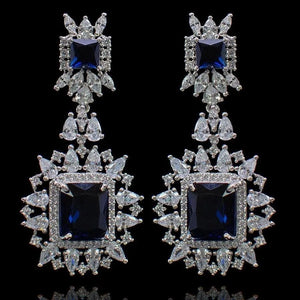 Misha Sapphire Diamond Silver Long Short Necklace