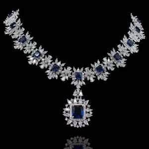Misha Sapphire Diamond Silver Long Short Necklace