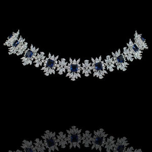 Misha Sapphire Diamond Silver Long Short Necklace