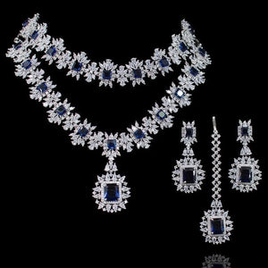 Misha Sapphire Diamond Silver Long Short Necklace