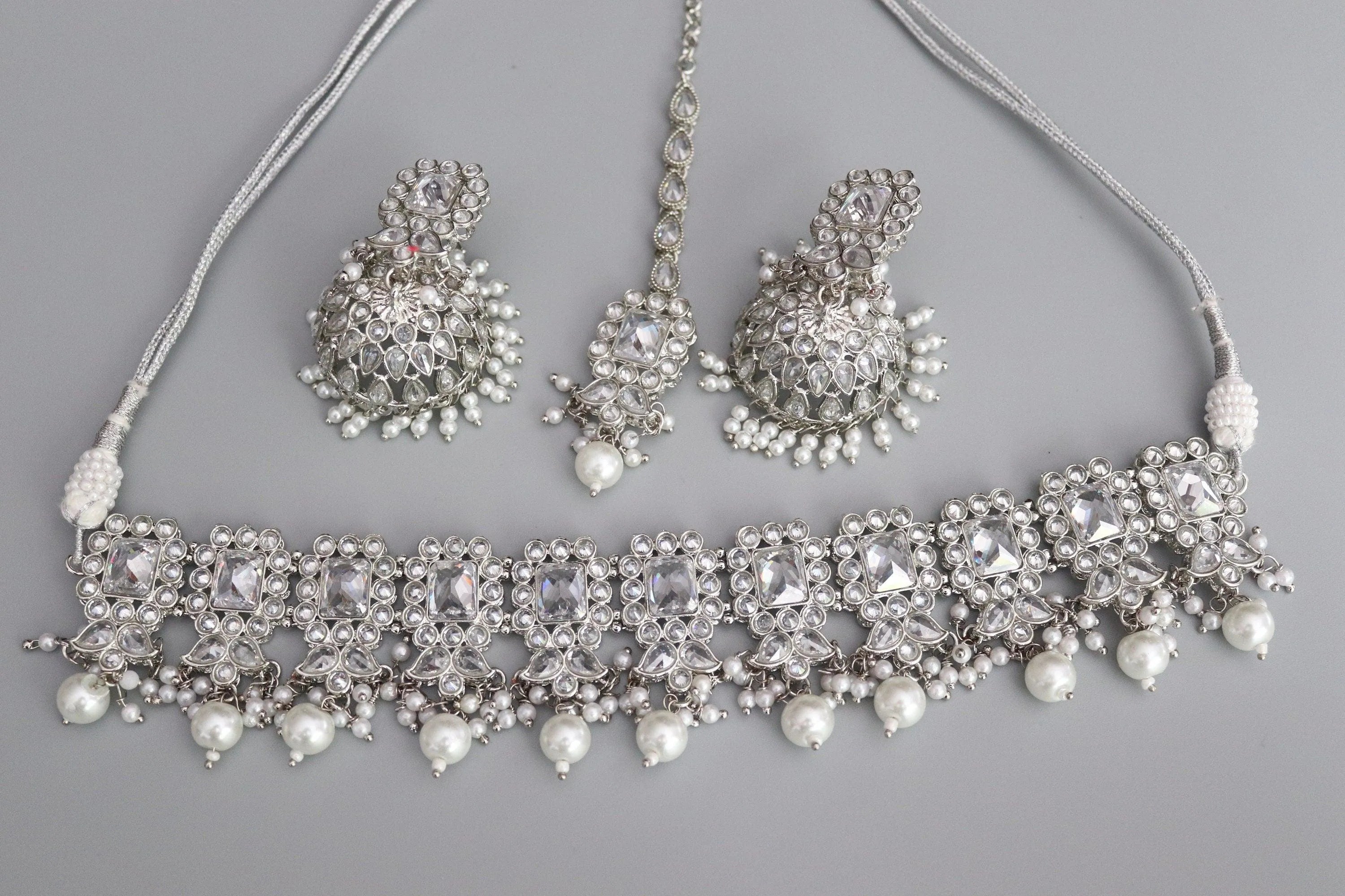 Myra Octo Silver Polki Choker Necklace