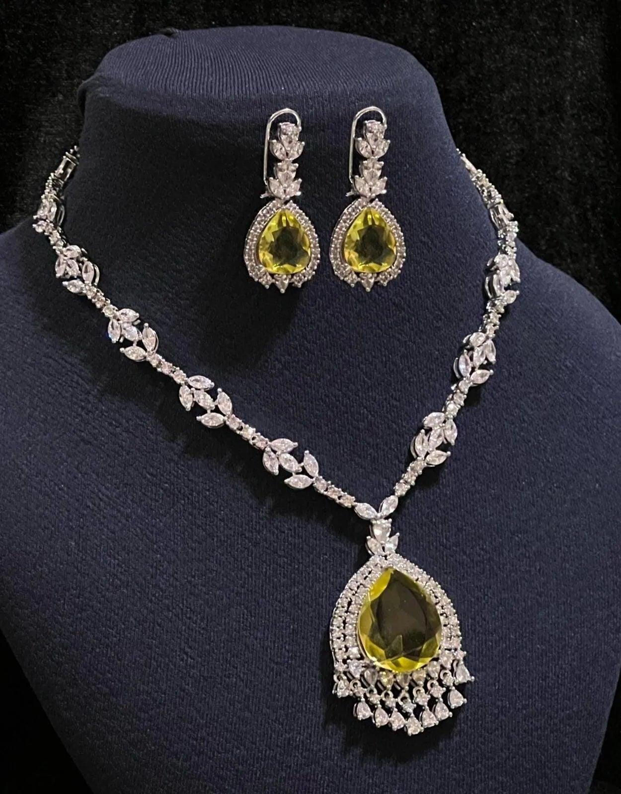 Nora Citrine Yellow CZ Diamond Pendant Necklace