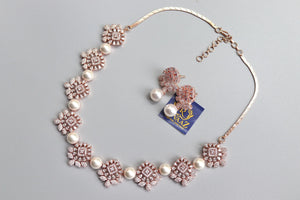 Ovi Rose Gold Pearl CZ Necklace