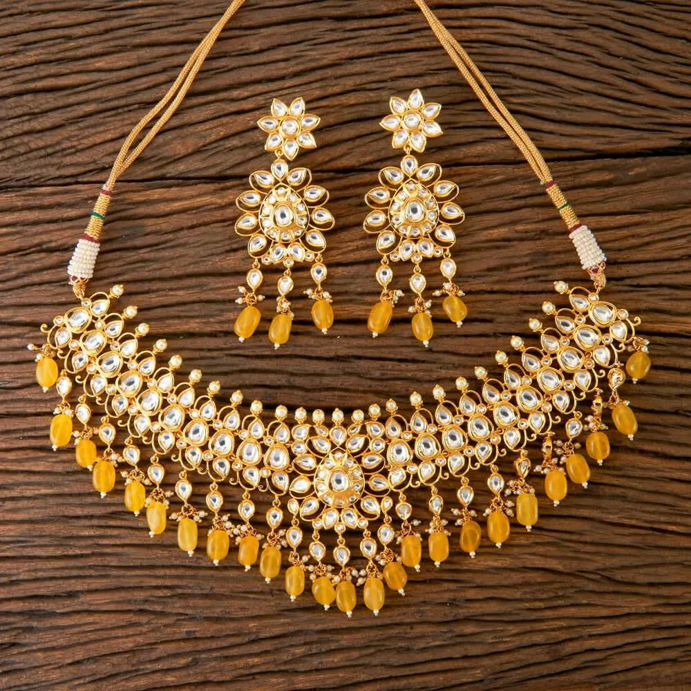Peach Traditional Kundan Necklace Set