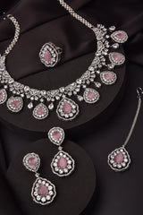 Pink 5 Piece CZ Diamond Necklace Set