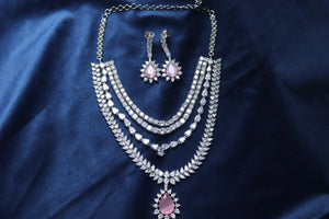 Pink Multilayer CZ Necklace