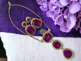 Purple Sara Doublet Antique Gold Pendant Necklace