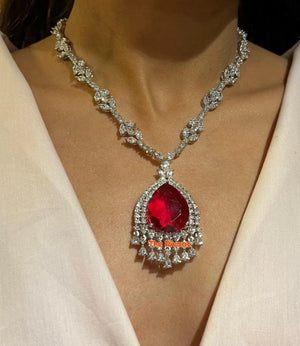 Red Nora CZ Pendant Necklace