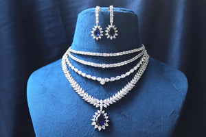 Sapphire Multilayer CZ Necklace