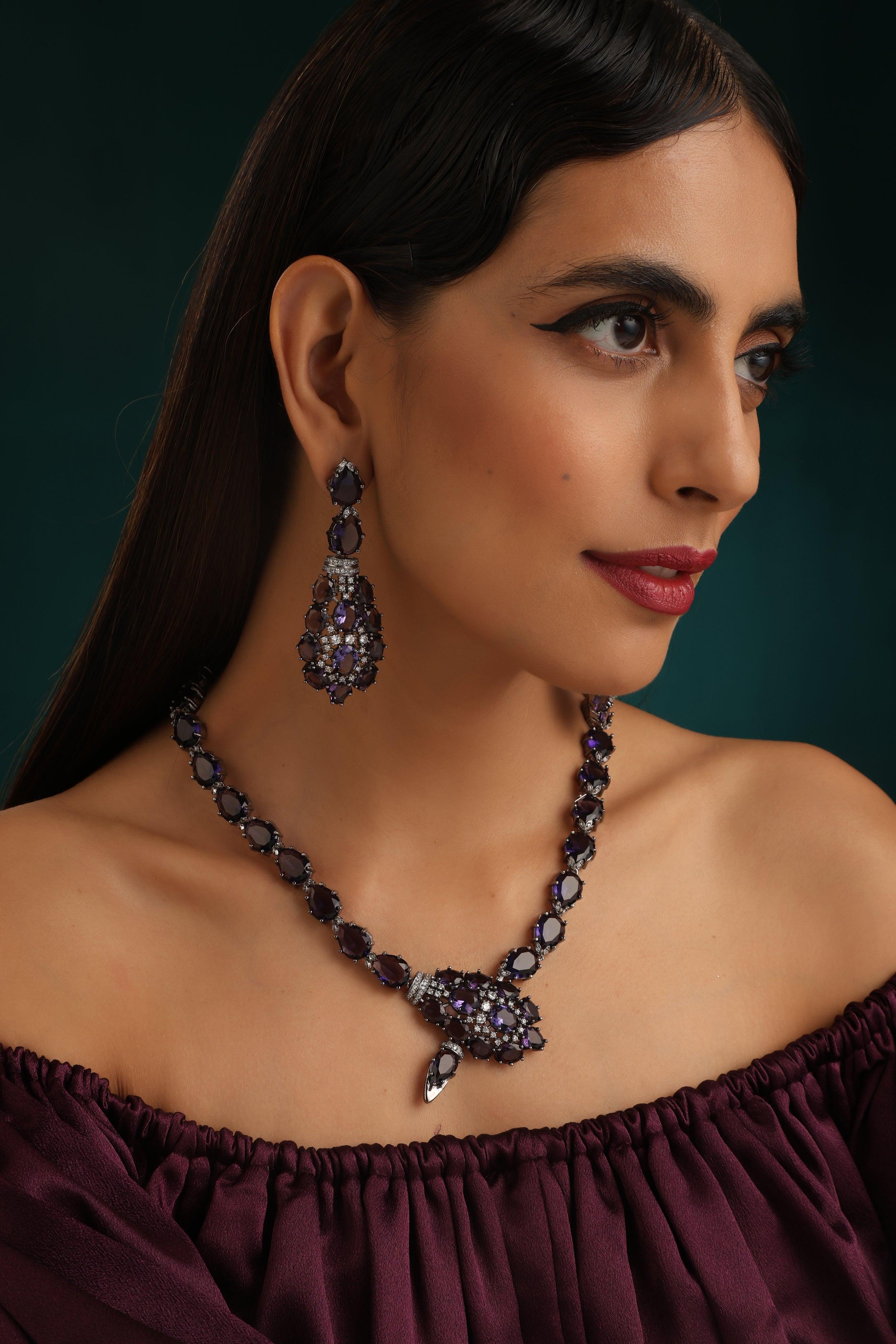 Sapphire Snake Necklace Set