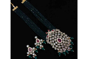 Sheena Emerald Long Peacock Necklace