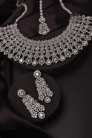 Silver CZ Diamond Bridal Necklace