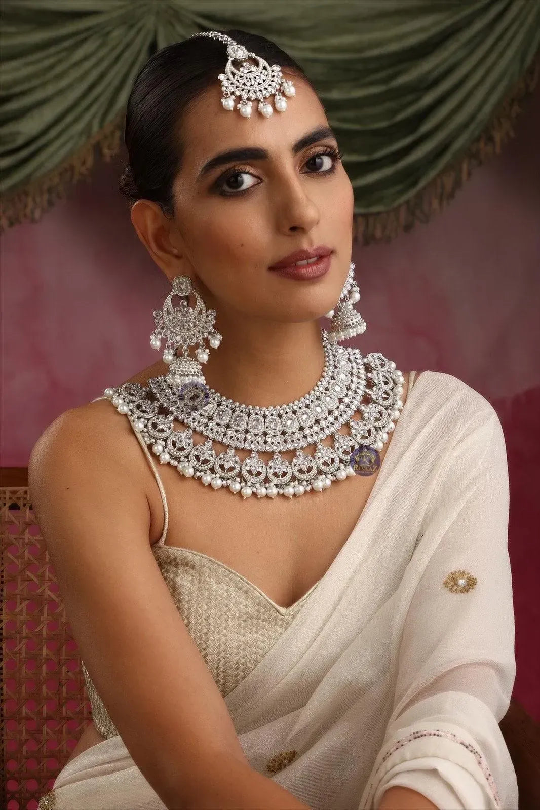 Silver Polki Necklace