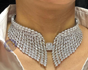 Silver Wing Diamond Collar Necklace