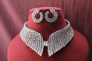 Silver Wing Diamond Collar Necklace
