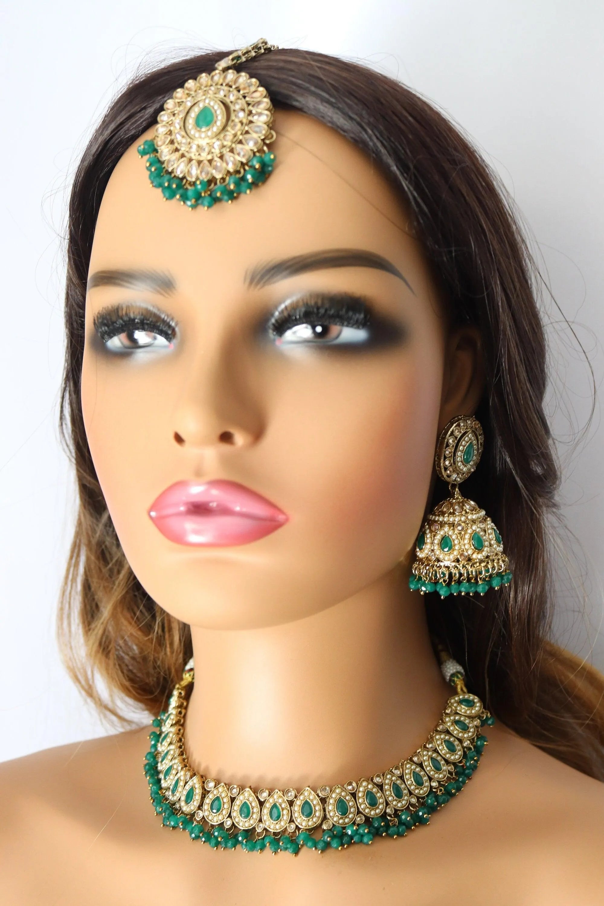 Simi Emerald Green Polki Necklace