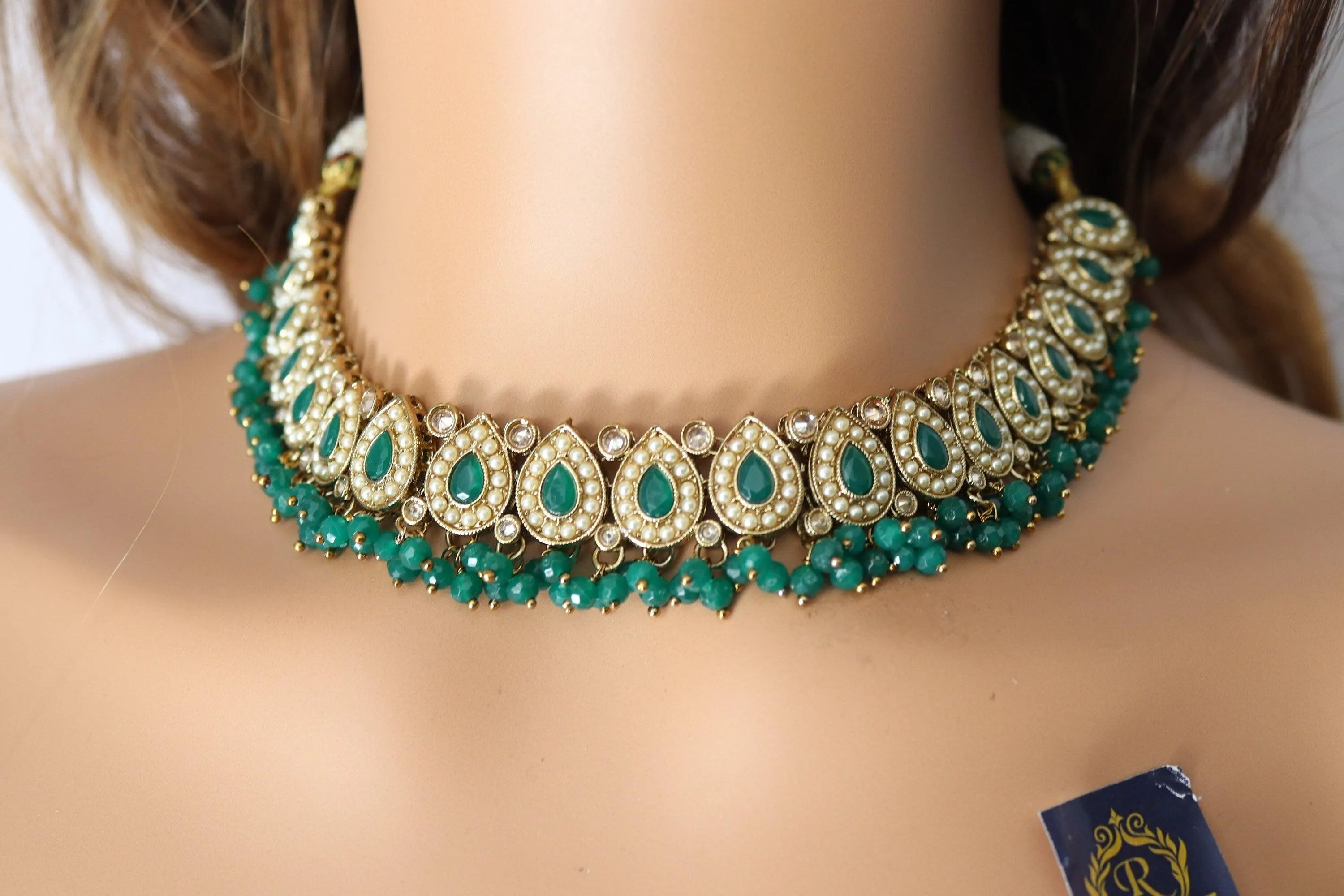 Simi Emerald Green Polki Necklace