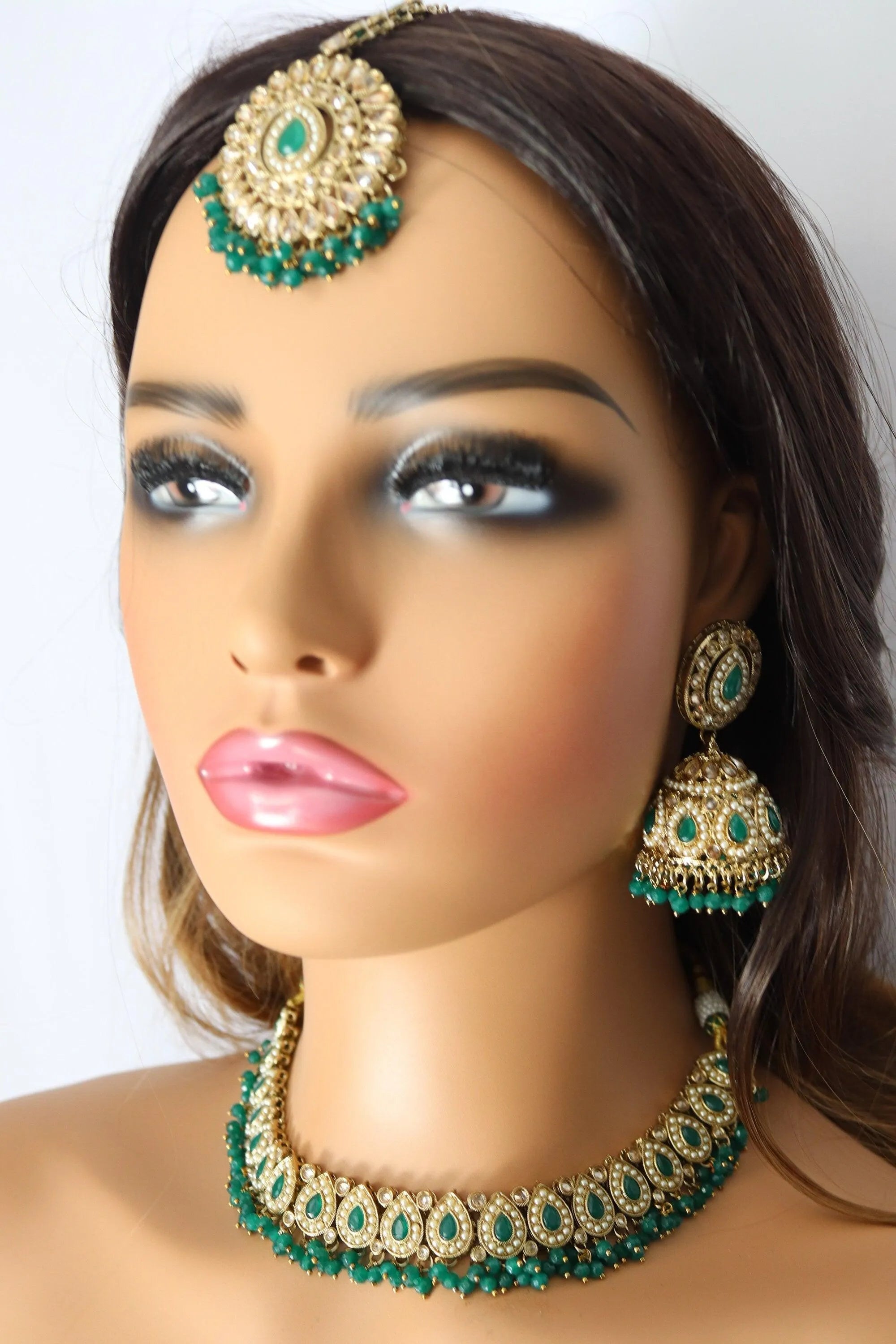 Simi Emerald Green Polki Necklace