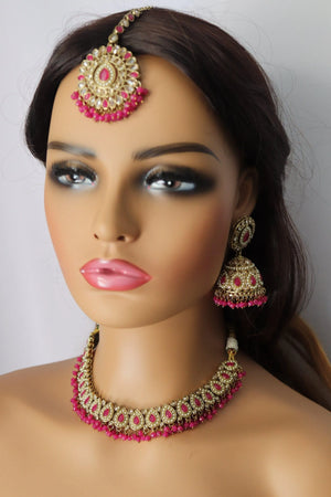 Simi Hot Pink Polki Necklace