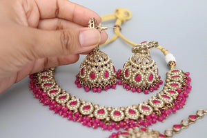 Simi Hot Pink Polki Necklace