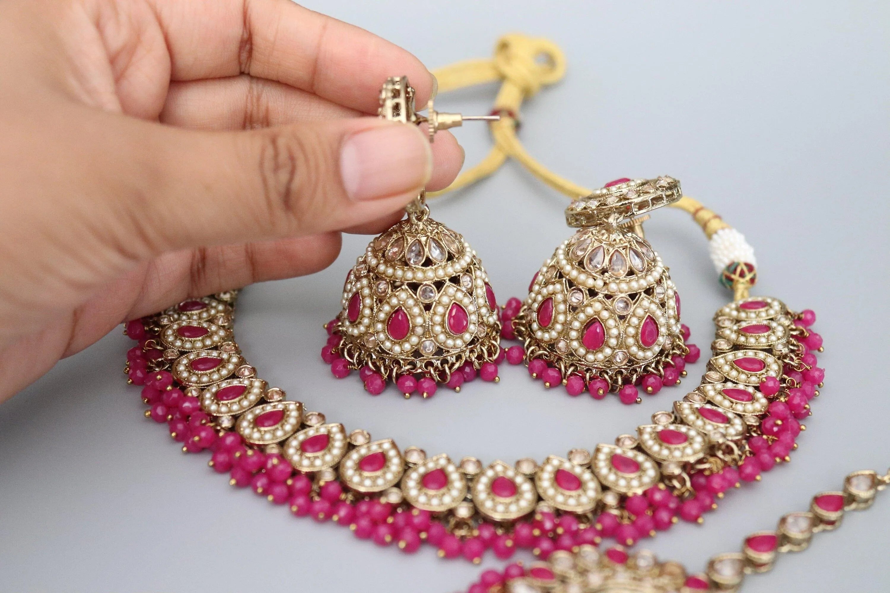 Simi Hot Pink Polki Necklace