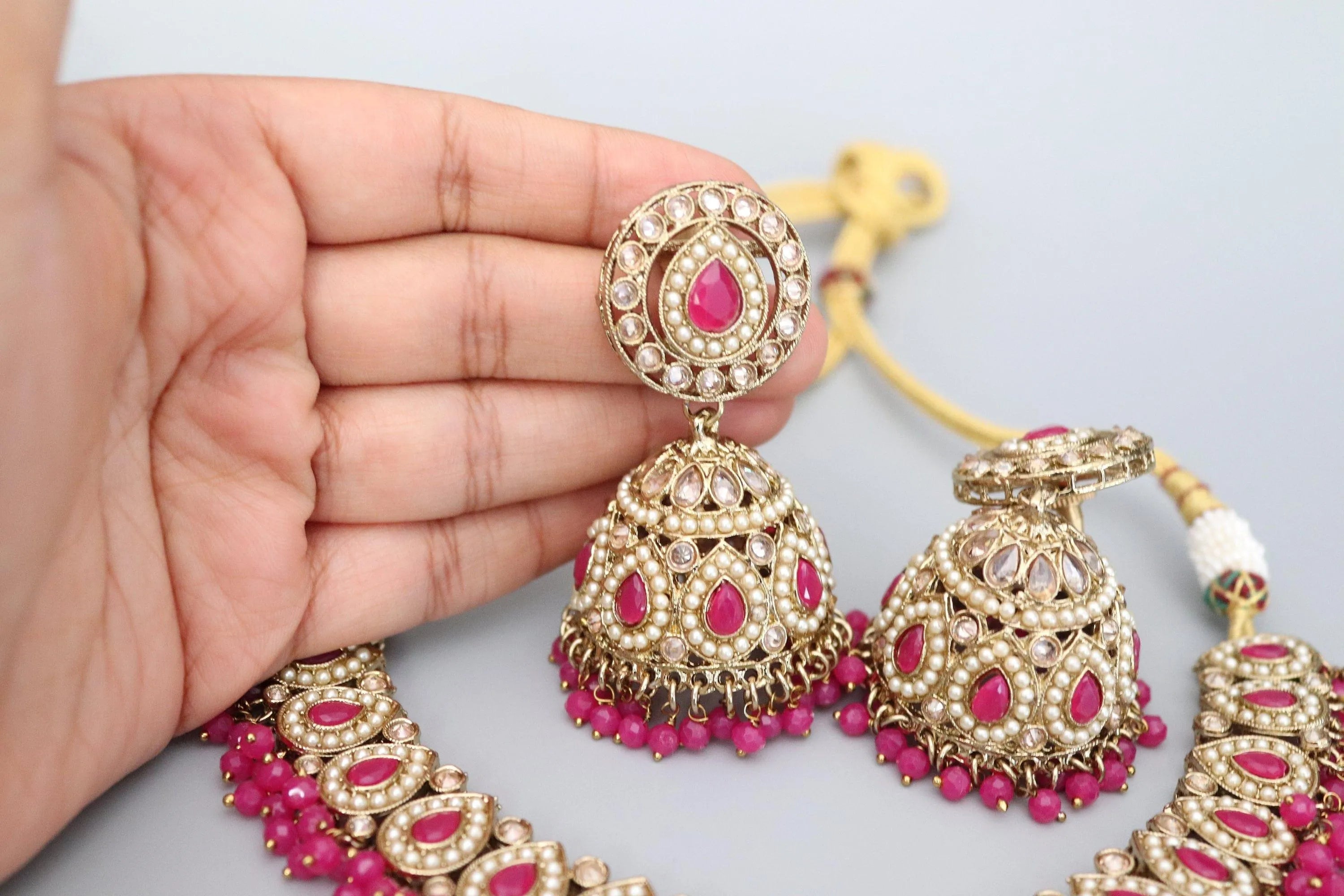 Simi Hot Pink Polki Necklace