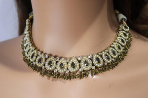 Simi Mehendi Green Peridot Gold Polki Necklace